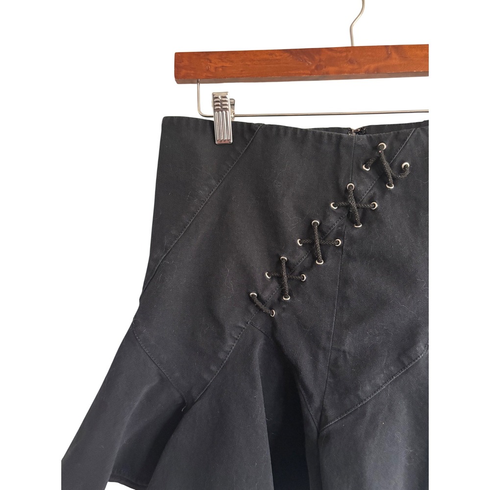 Derek Lam 10 Crosby Black Lace Up Flared Mini Skirt Size 4 - Picture 2 of 5